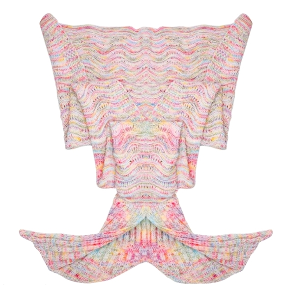 New Pink Crochet Mermaid Tail Blanket – Perfect for Little Girls! - Picture 1 of 3